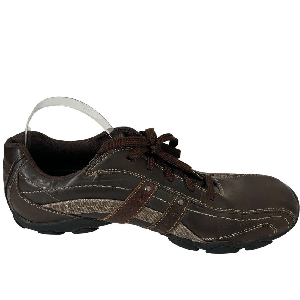 Skechers Men's 14 Relaxed‎ Step Brown Leather 63385 Casual Shoes Sneakers Preppy